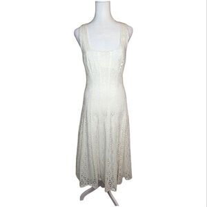 Veronica Beard Jolie Cotton Eyelet White Midi Tank Dress Size 2